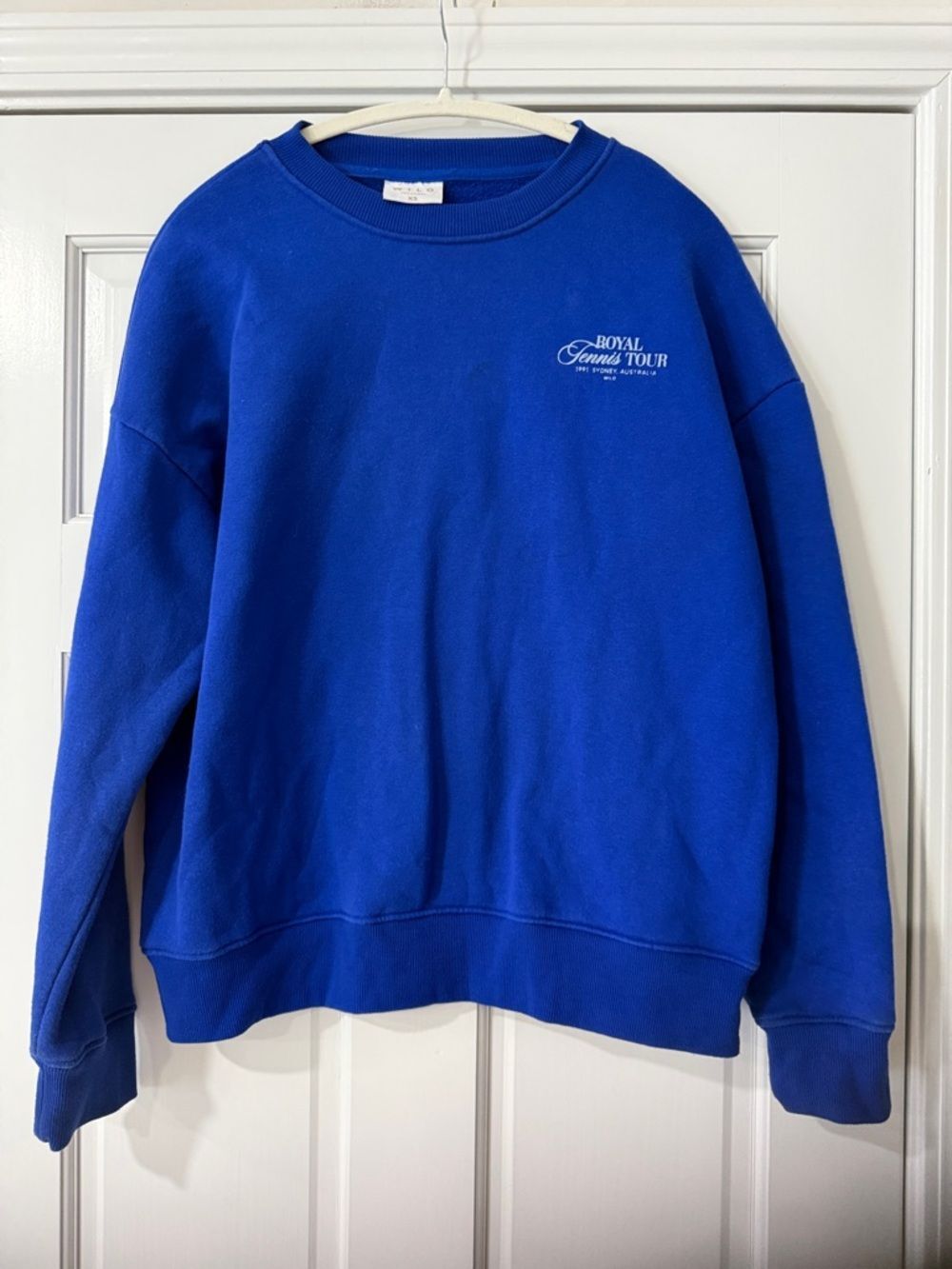 Wilo The Label Royal Tennis Tour Crewneck Sweatshirt Blue Oversized Athletic XS